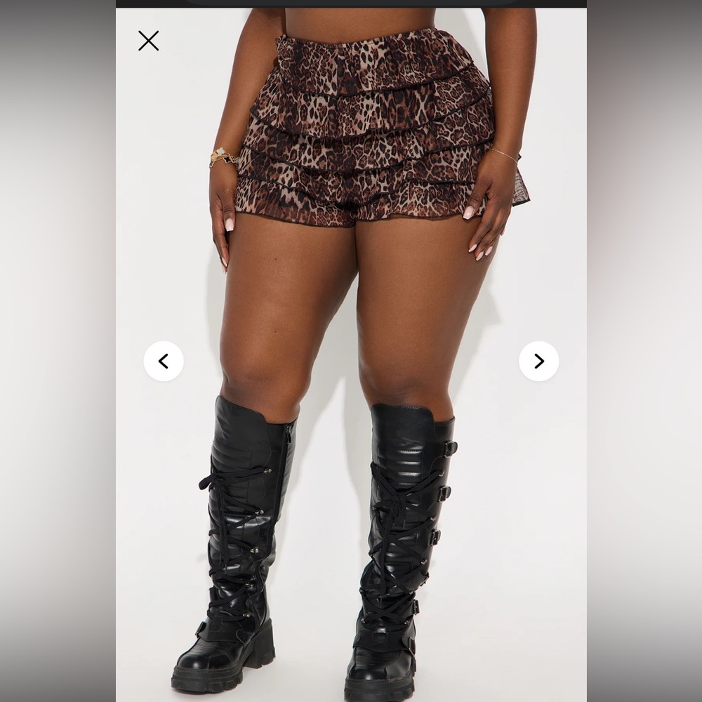 Fashion Nova Trina Leopard Print Ruffle Bloomer Shorts Size XS NWT